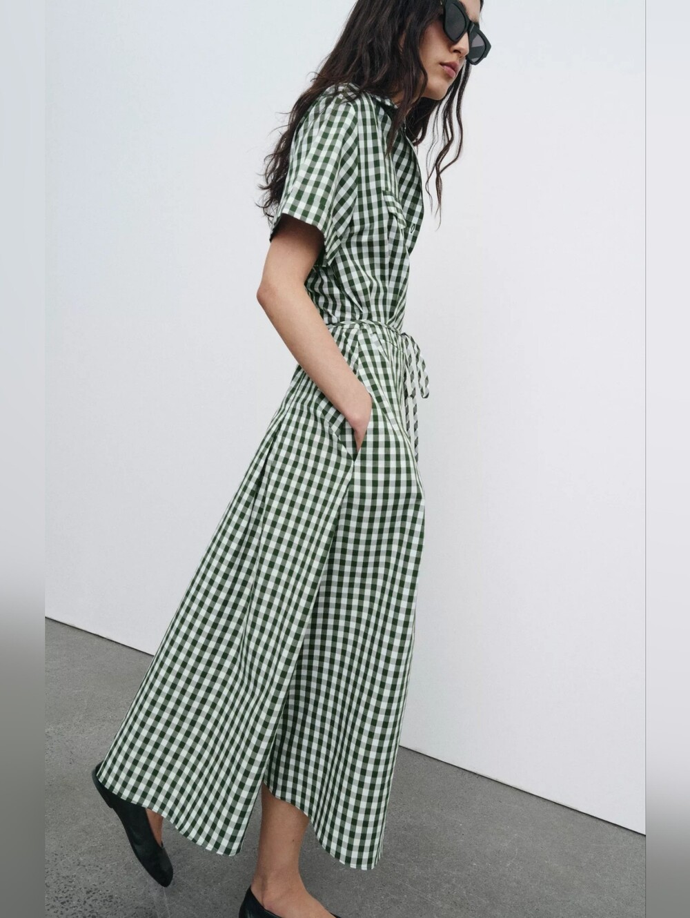 ZARA GINGHAM CHECK SHIRT DRESS ZW COLLECTION - Picture 2 of 5